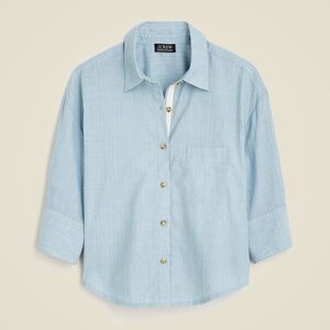 New J.CREW Size 4 Cropped button-up shirt in washed voile Chambray $98